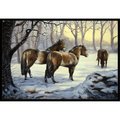 Micasa Horses in Snow by Daphne Baxter Indoor or Outdoor Mat18 x 27 MI733094